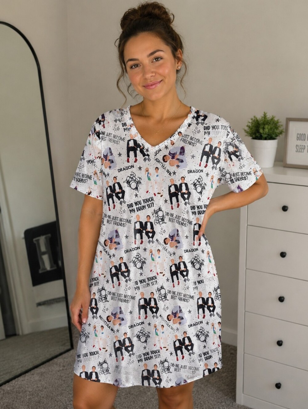 Feral & Free Bamboo Step Brothers Themed Nightgown Women's Size M